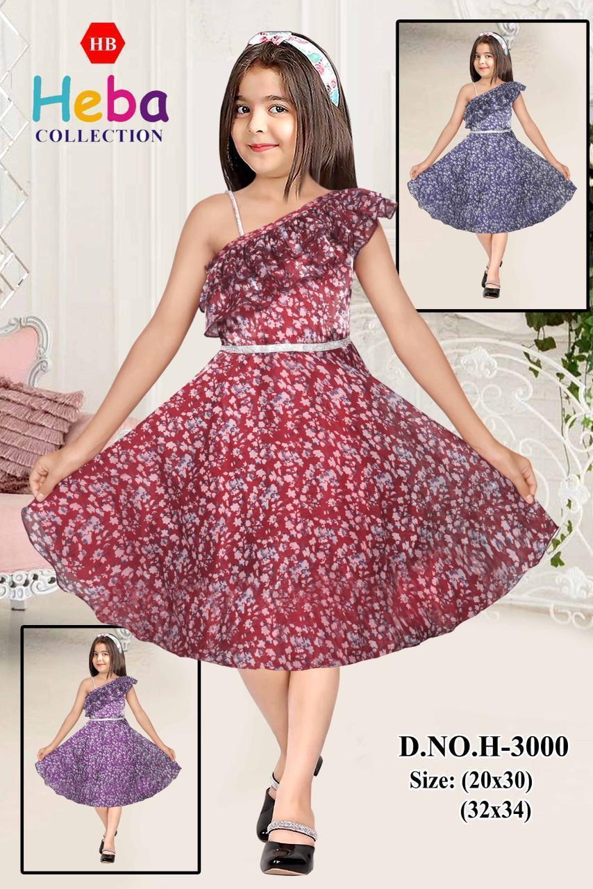 Girls One-Shoulder Floral Frock SET OF 6 PIECES